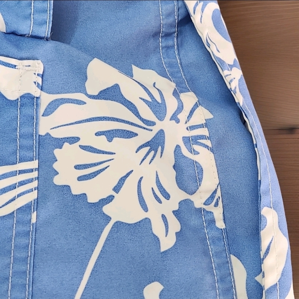 Vintage J.Crew Boardshorts Men’s 38 Blue White Floral Lace-Up Surf Swim Shorts - Picture 9 of 13